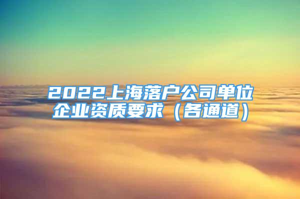 2022上海落户公司单位企业资质要求（各通道）
