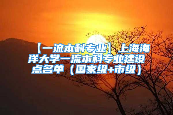 【一流本科专业】上海海洋大学一流本科专业建设点名单（国家级+市级）
