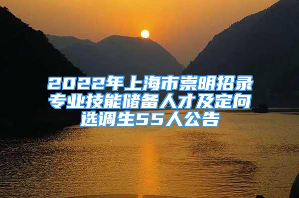 2022年上海市崇明招录专业技能储备人才及定向选调生55人公告