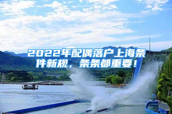 2022年配偶落户上海条件新规，条条都重要！