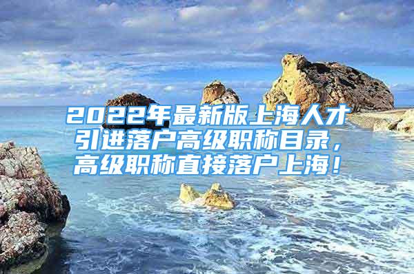 2022年最新版上海人才引进落户高级职称目录，高级职称直接落户上海！