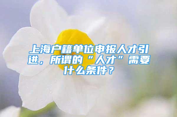 上海户籍单位申报人才引进，所谓的“人才”需要什么条件？