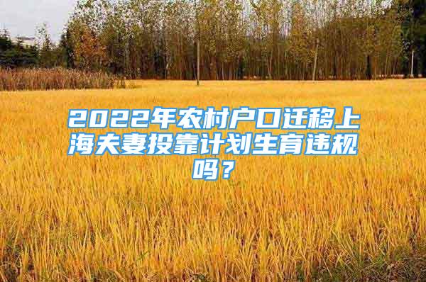 2022年农村户口迁移上海夫妻投靠计划生育违规吗？