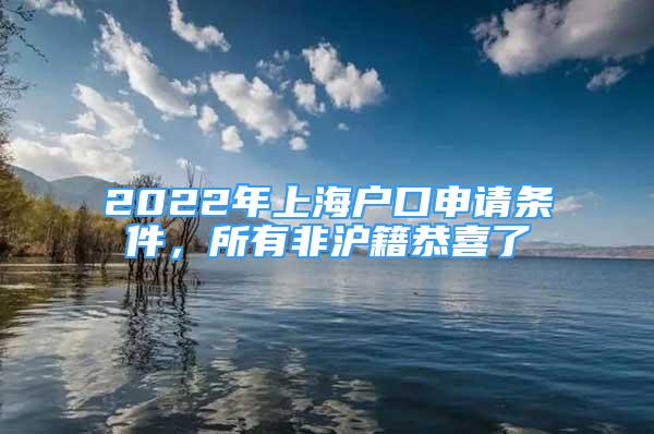 2022年上海户口申请条件，所有非沪籍恭喜了