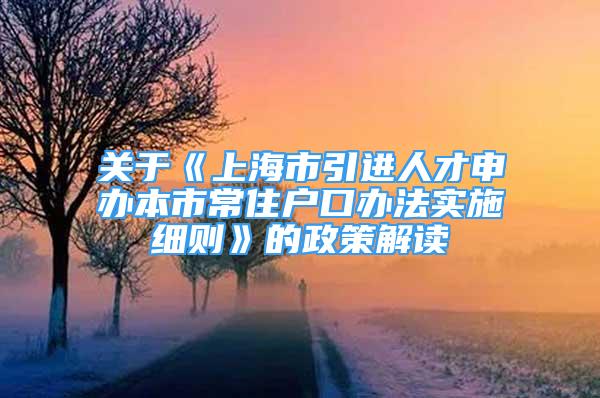 关于《上海市引进人才申办本市常住户口办法实施细则》的政策解读