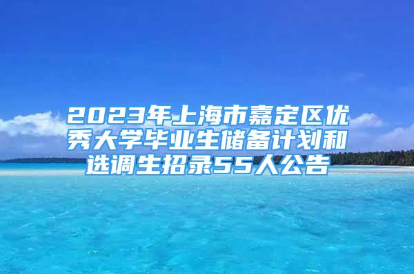 2023年上海市嘉定区优秀大学毕业生储备计划和选调生招录55人公告