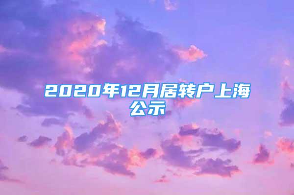 2020年12月居转户上海公示