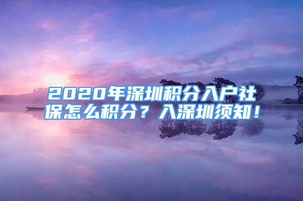 2020年深圳积分入户社保怎么积分？入深圳须知！