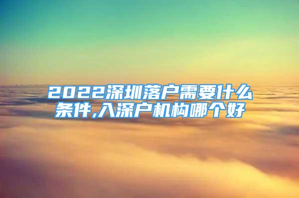 2022深圳落户需要什么条件,入深户机构哪个好