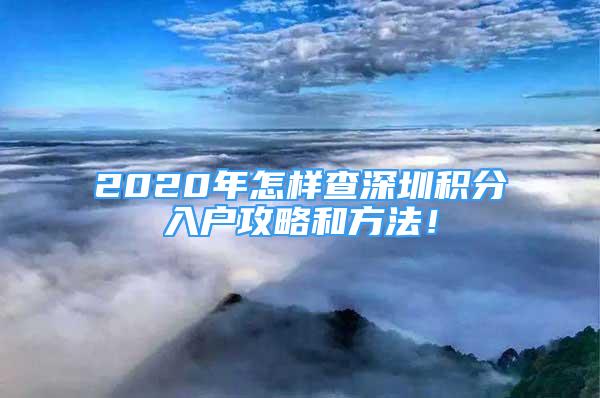 2020年怎样查深圳积分入户攻略和方法！