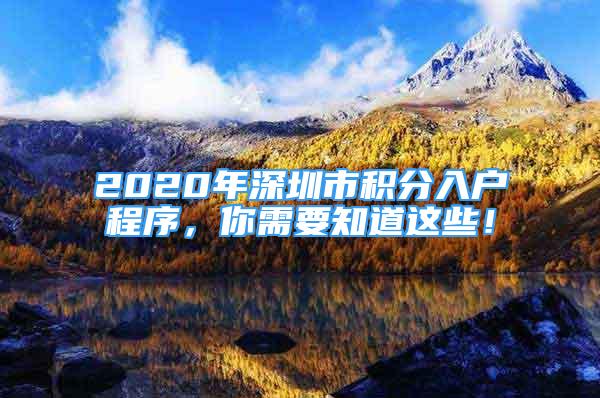 2020年深圳市积分入户程序，你需要知道这些！