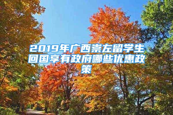 2019年广西崇左留学生回国享有政府哪些优惠政策