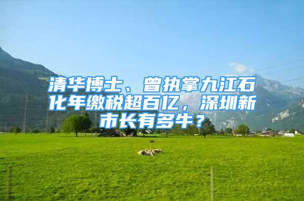 清华博士、曾执掌九江石化年缴税超百亿，深圳新市长有多牛？