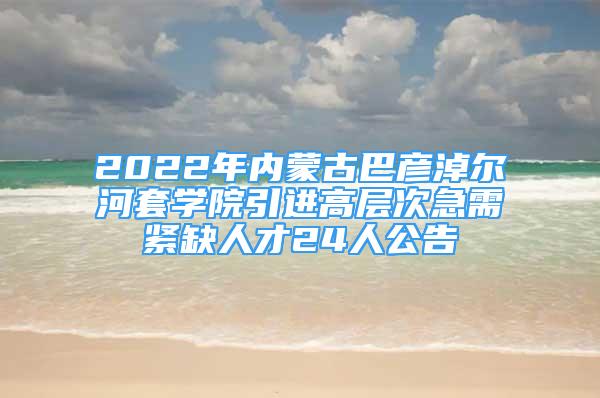 2022年内蒙古巴彦淖尔河套学院引进高层次急需紧缺人才24人公告