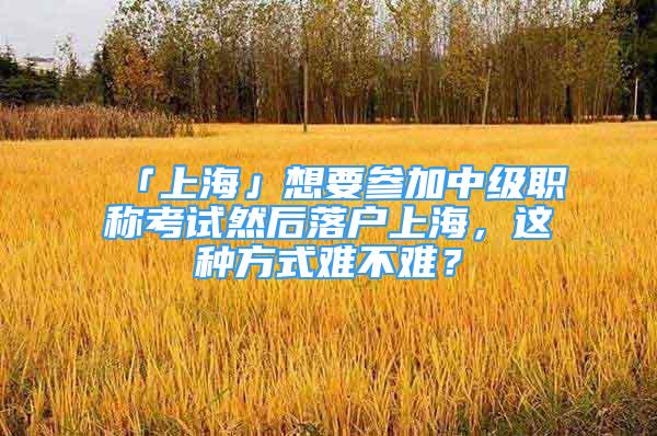 「上海」想要参加中级职称考试然后落户上海，这种方式难不难？