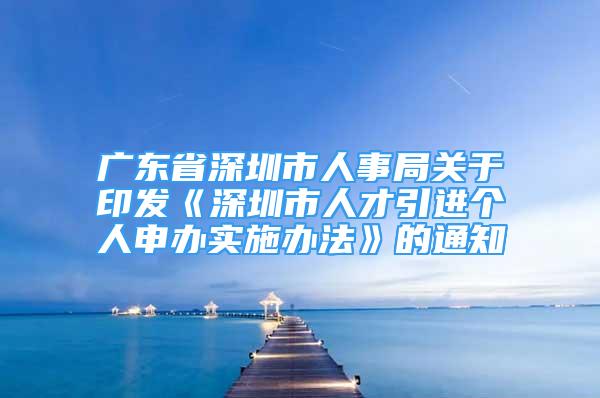 广东省深圳市人事局关于印发《深圳市人才引进个人申办实施办法》的通知