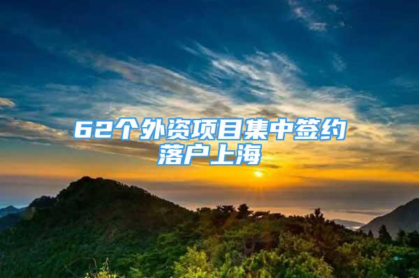 62个外资项目集中签约落户上海