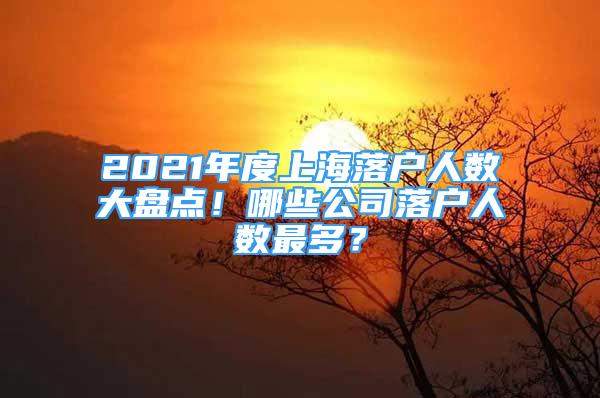2021年度上海落户人数大盘点！哪些公司落户人数最多？