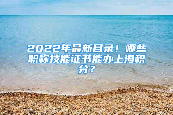 2022年最新目录！哪些职称技能证书能办上海积分？