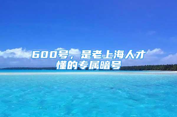 600号，是老上海人才懂的专属暗号
