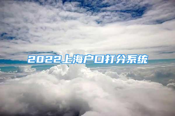 2022上海户口打分系统
