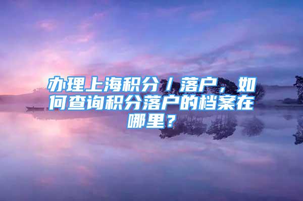 办理上海积分／落户，如何查询积分落户的档案在哪里？
