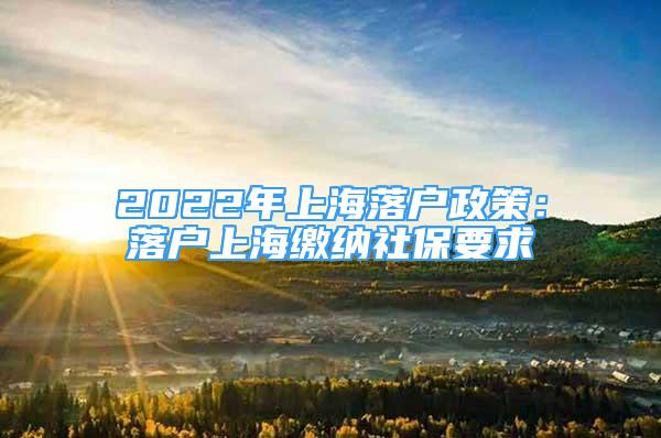 2022年上海落户政策：落户上海缴纳社保要求