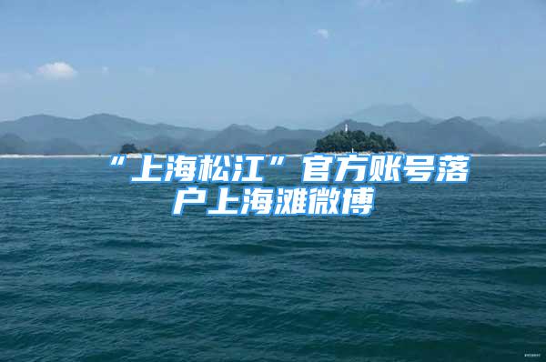 “上海松江”官方账号落户上海滩微博