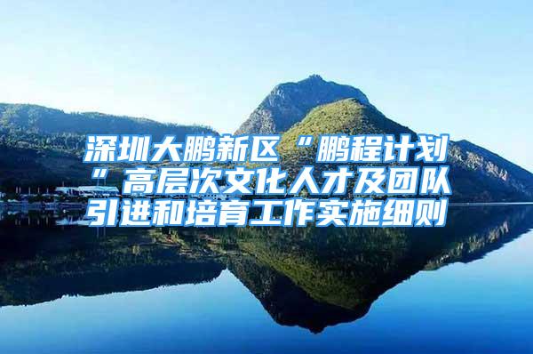 深圳大鹏新区“鹏程计划”高层次文化人才及团队引进和培育工作实施细则