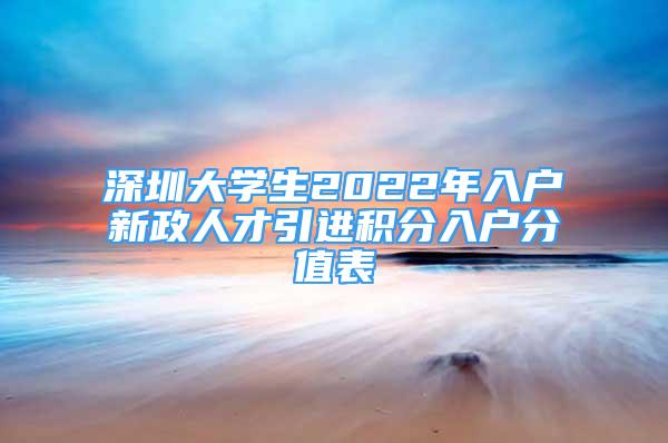 深圳大学生2022年入户新政人才引进积分入户分值表