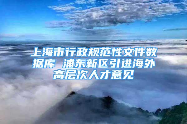 上海市行政规范性文件数据库 浦东新区引进海外高层次人才意见