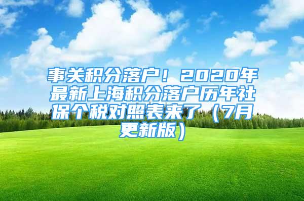 事关积分落户！2020年最新上海积分落户历年社保个税对照表来了（7月更新版）