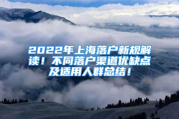 2022年上海落户新规解读！不同落户渠道优缺点及适用人群总结！