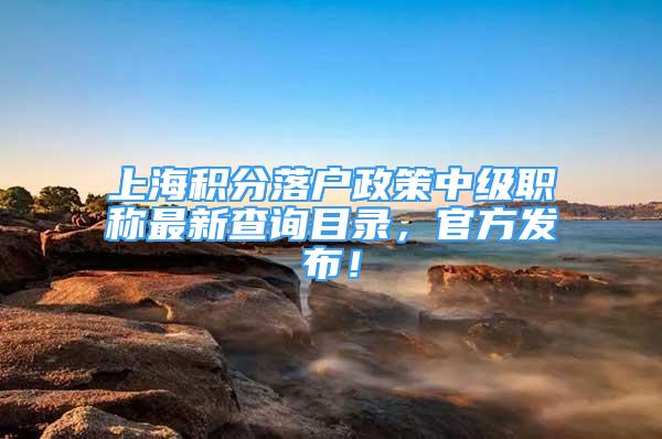 上海积分落户政策中级职称最新查询目录，官方发布！