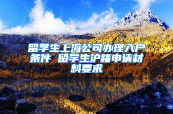留学生上海公司办理入户条件 留学生沪籍申请材料要求