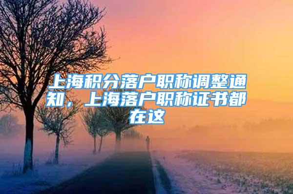 上海积分落户职称调整通知，上海落户职称证书都在这