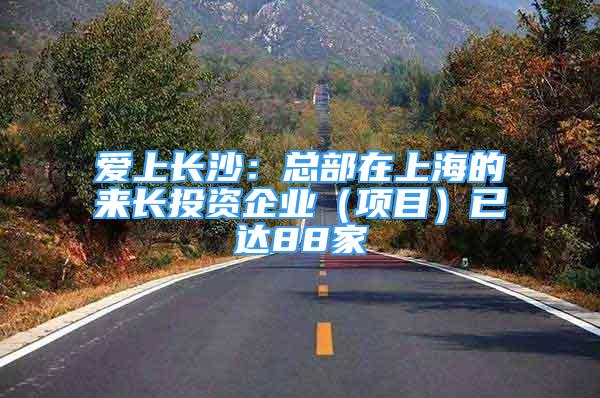 爱上长沙：总部在上海的来长投资企业（项目）已达88家