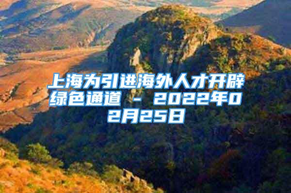 上海为引进海外人才开辟绿色通道 - 2022年02月25日