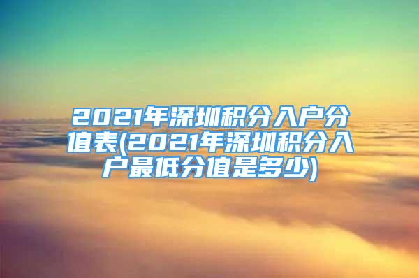 2021年深圳积分入户分值表(2021年深圳积分入户最低分值是多少)
