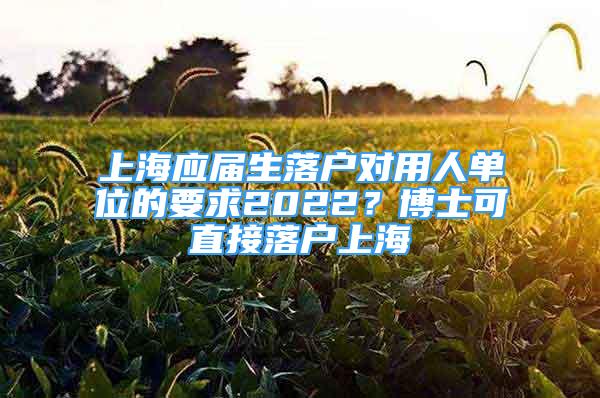 上海应届生落户对用人单位的要求2022？博士可直接落户上海