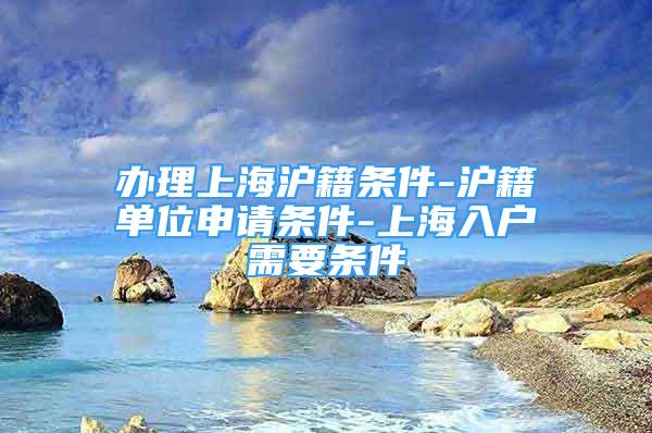 办理上海沪籍条件-沪籍单位申请条件-上海入户需要条件