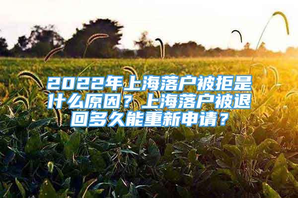2022年上海落户被拒是什么原因？上海落户被退回多久能重新申请？