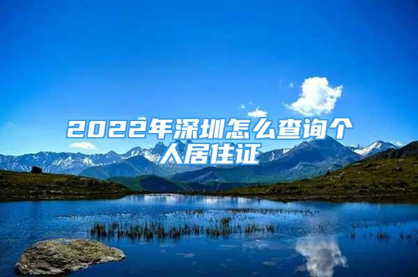 2022年深圳怎么查询个人居住证