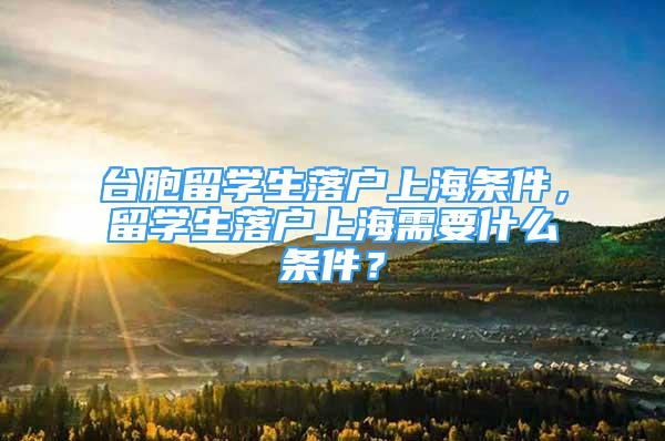 台胞留学生落户上海条件，留学生落户上海需要什么条件？