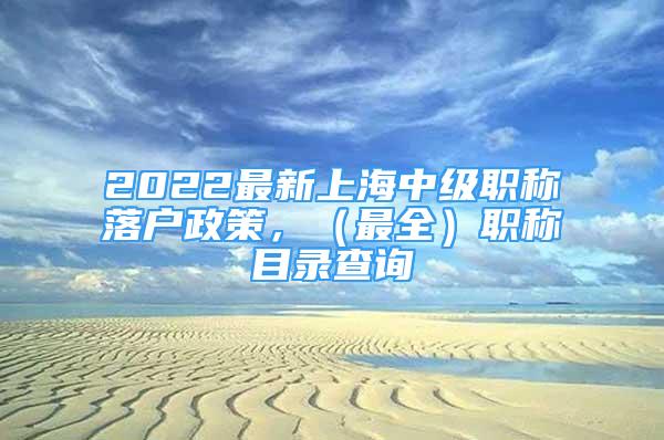 2022最新上海中级职称落户政策，（最全）职称目录查询