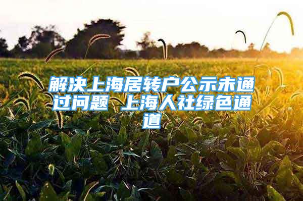 解决上海居转户公示未通过问题 上海人社绿色通道