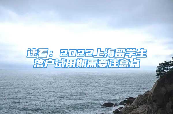 速看：2022上海留学生落户试用期需要注意点