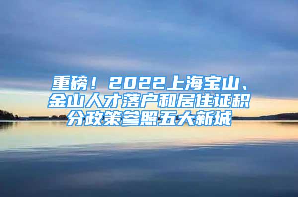 重磅！2022上海宝山、金山人才落户和居住证积分政策参照五大新城