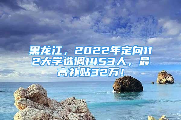 黑龙江，2022年定向112大学选调1453人，最高补贴32万！