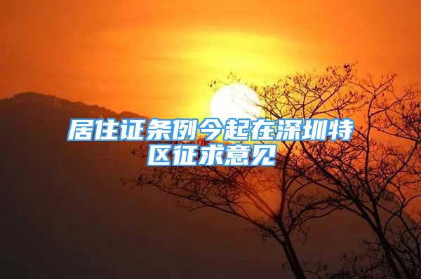 居住证条例今起在深圳特区征求意见